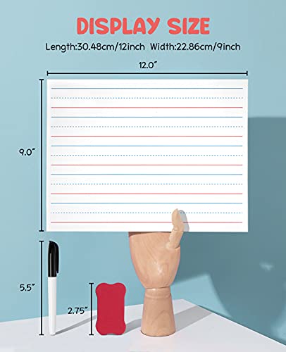 GAMENOTE White Board Dry Erase, Small Magnetic Lined White Board Set, Double Sided Magnet Ruled Lap Boards Whiteboard for Kids and Student Learning Homeschool Classroom, 9x12 Inches (Pack of 6) - Image 5