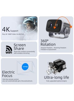 Generic Mini Projector, Smart Portable Projector Android 11.0, 12000 Lumens 4K 1280x720P Projector 5G WiFi Bluetooth Mini LED Home Theater Cinema  - Image 2