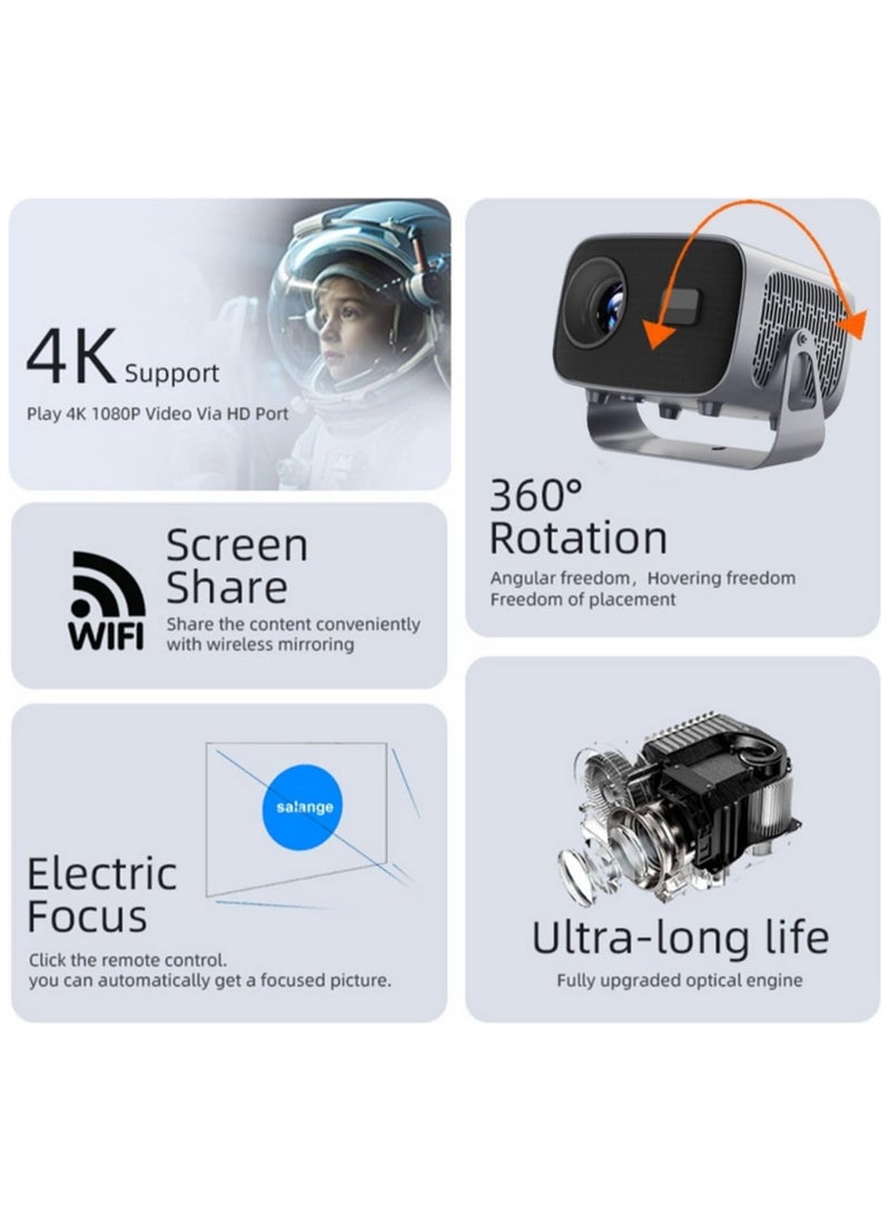 Generic - Mini Projector, Smart Portable Projector Android 11.0, 12000 Lumens 4K 1280x720P Projector 5G WiFi Bluetooth Mini LED Home Theater Cinema - Image 1