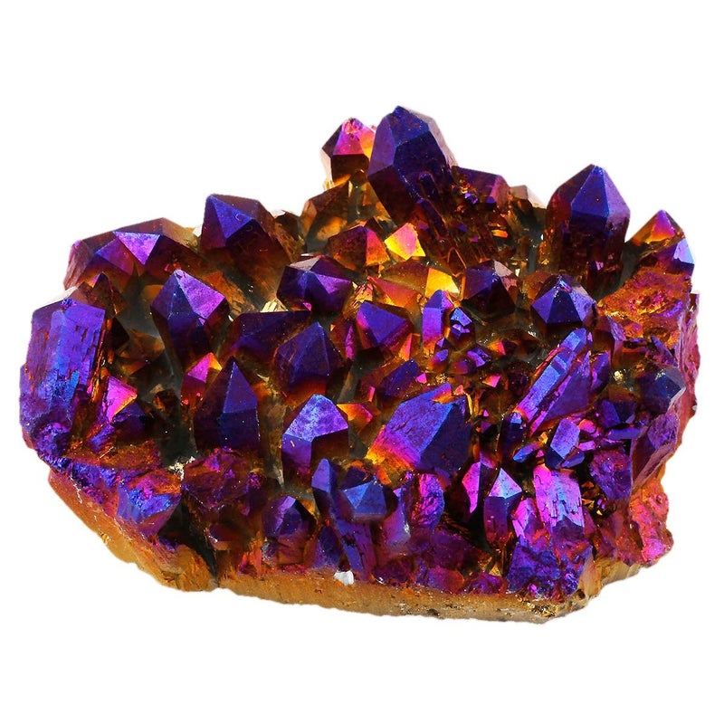 Rockcloud Natural Titanium Coated Crystal Quartz Purple Cluster Geode Druzy Home Decoration Gemstone Specimen - Image 3