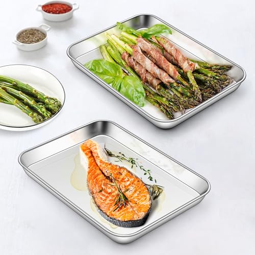 Homikit 1 Pack Baking Sheet, 9 x 7 Inches Stainless Steel Cookie Tray for Baking Cooking Toasting, Mini Metal Toaster Oven Baking Pan Non Stick, Rustproof & Mirror Finish, Dishwasher Safe - Image 5