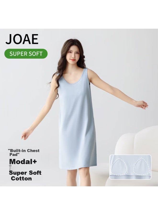 Joae Tencel Modal Nightgown With Chest Pads, Spaghetti Strap Cotton Sleepwear, Women's Wearable Loungewear, 2XL - Image 1