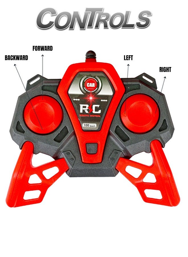 KOOL SPEED - 1:10 Scale LED Light-Up Red R/C Racing Car – 2.4G High-Speed Remote-Controlled Car with Dynamic Lights, Durable Construction & Powerful Motor, Indoor & Outdoor Fun, Perfect for Kids Aged 3+ - Image 1