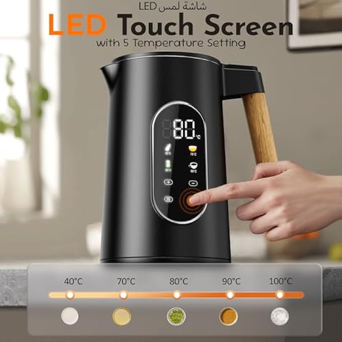 CONOYAR Electric Kettle 2200W Fast Water Boiler 17L Kettle Stainless Steels With Temperature Control For Led Touch Screen Double Wall Anti Scald Water Heater 2H Keep Warm For Home - Image 2