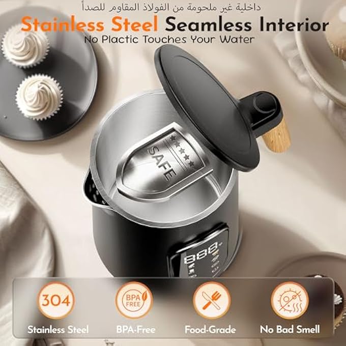 CONOYAR Electric Kettle 2200W Fast Water Boiler 17L Kettle Stainless Steels With Temperature Control For Led Touch Screen Double Wall Anti Scald Water Heater 2H Keep Warm For Home - Image 4