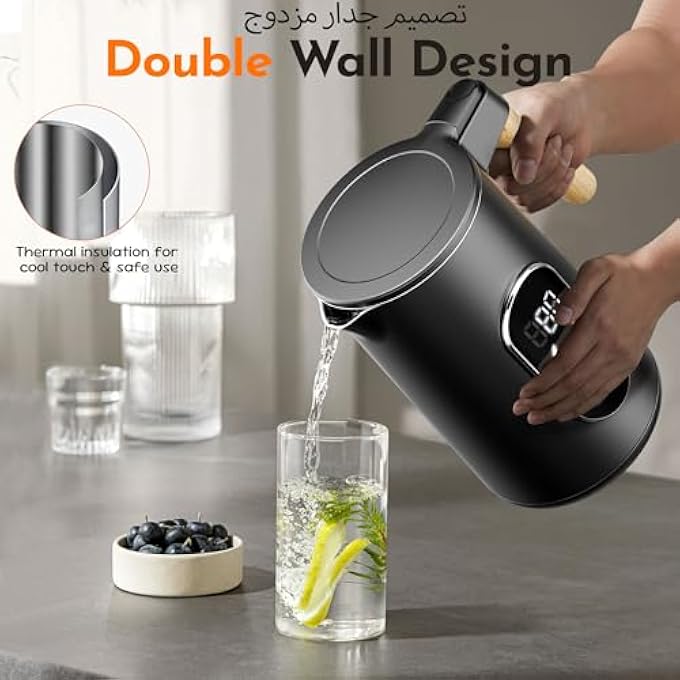 CONOYAR Electric Kettle 2200W Fast Water Boiler 17L Kettle Stainless Steels With Temperature Control For Led Touch Screen Double Wall Anti Scald Water Heater 2H Keep Warm For Home - Image 3