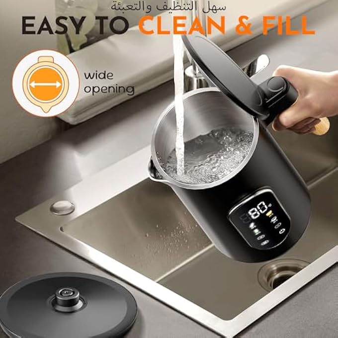 CONOYAR Electric Kettle 2200W Fast Water Boiler 17L Kettle Stainless Steels With Temperature Control For Led Touch Screen Double Wall Anti Scald Water Heater 2H Keep Warm For Home - Image 5
