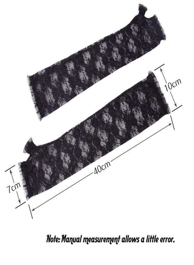Tarini Black Lace Gloves, Long Black Gloves, Long Gloves for Women, Half Fingerless Lace Gloves for Women, Elbow Length Opera Gloves, Elegant Bridal Gloves for Wedding Evening Prom - Image 3