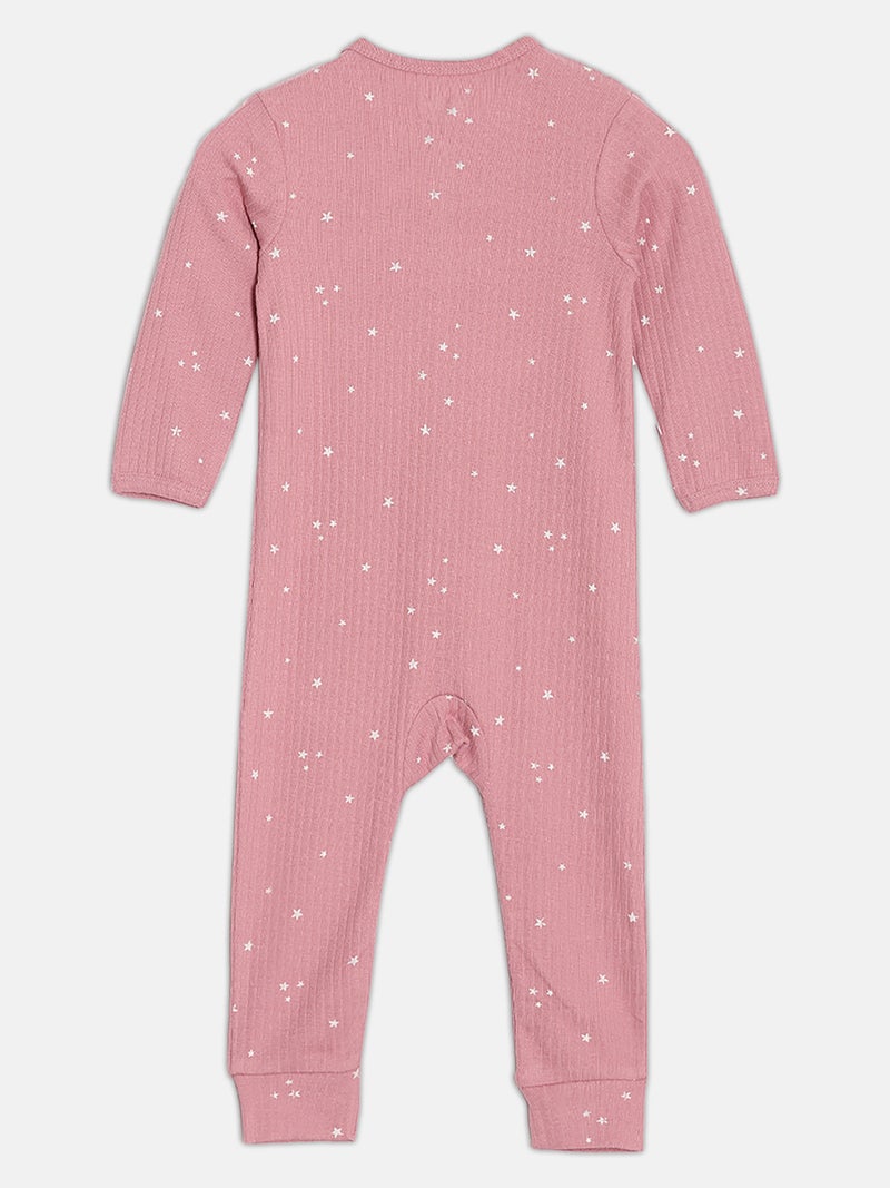 Broon Infant Girls Dusty Pink and Off White Printed Organic Cotton Sleepsuit Pack of 2 - Image 5