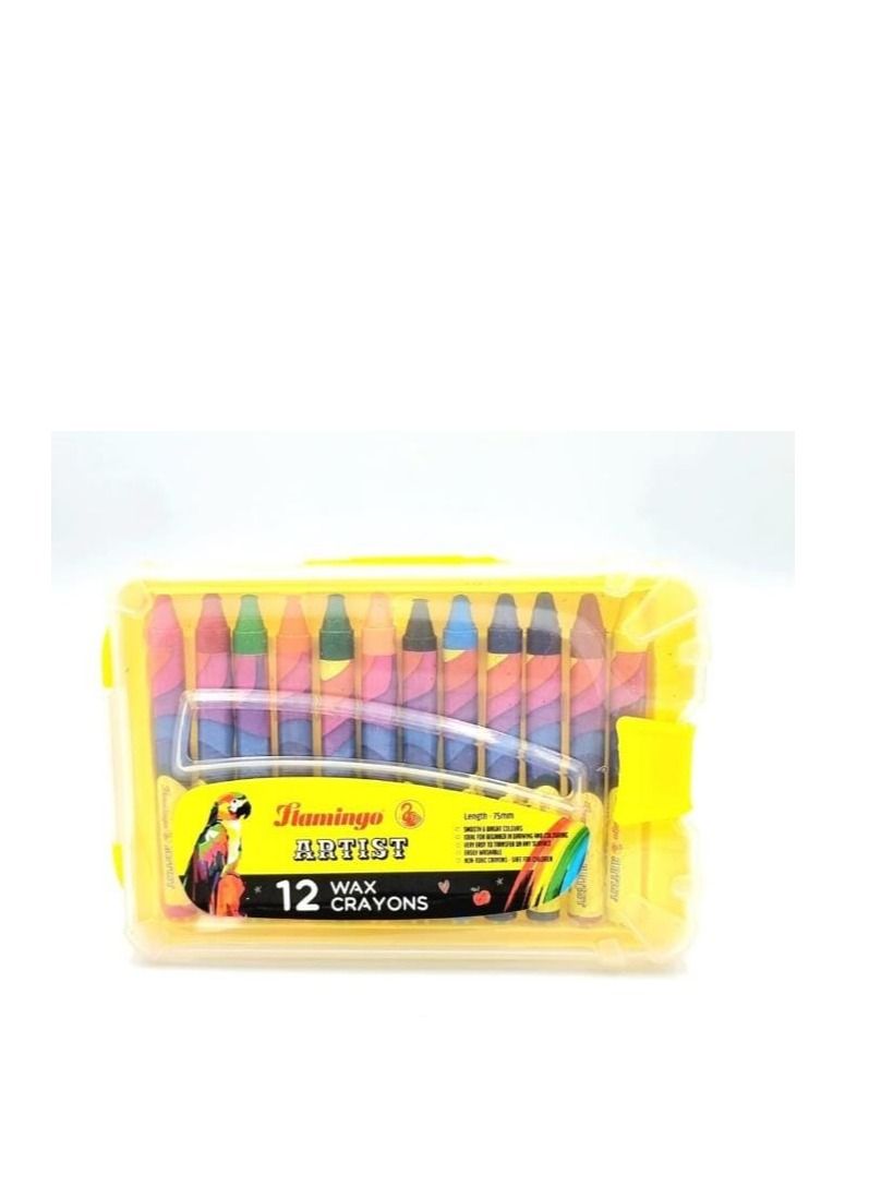 FLAMINGO ARTIST 12 WAX CRAYONS