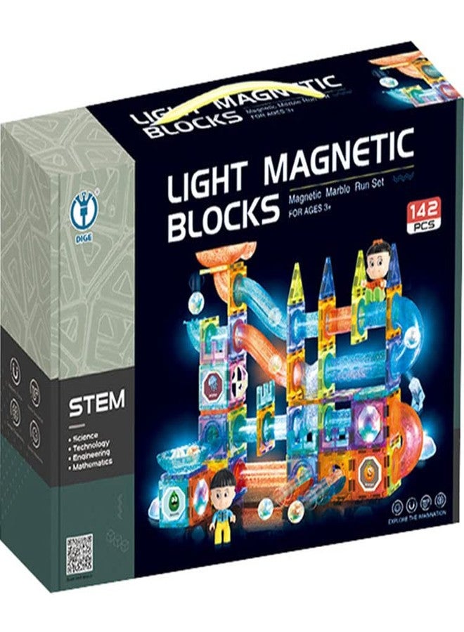 BLiSS HUES™ 142 Pcs Light Magnetic Tiles | Large Building Blocks | STEAM Educational Toys-for Kids Age 3 +Year Old Boy Girl | Creative Gift (Multicolor) - Image 1