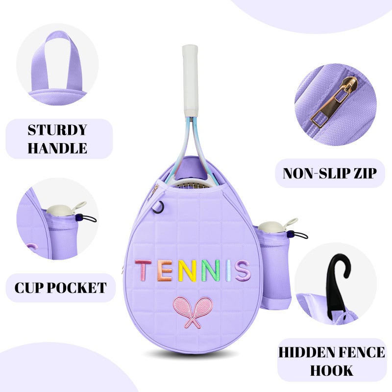 NZNDB Tennis Bags for Women Girl, Tennis Sling Crossbody Backpack, Water Resistant Tennis Bag for Pickleball, Tennis, Racketball(Purple) - Image 5