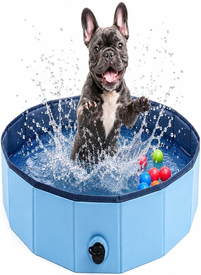 Eooqi Foldable Plastic Dog Pool, Collapsible Pet Bath Tub & Wading Pool, Portable Hard-Side Dog Swimming Pool for Outdoor & Backyard Use, Puppies, Small & Medium Dogs, Cats and Kids (Blus, 32"-S) - Image 1