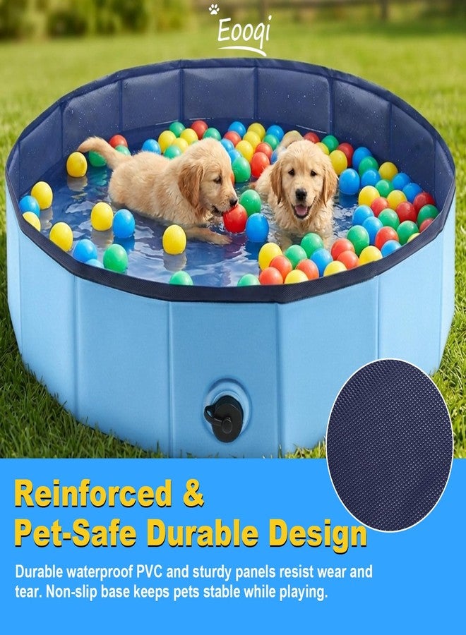 Eooqi Foldable Plastic Dog Pool, Collapsible Pet Bath Tub & Wading Pool, Portable Hard-Side Dog Swimming Pool for Outdoor & Backyard Use, Puppies, Small & Medium Dogs, Cats and Kids (Blus, 32"-S) - Image 4