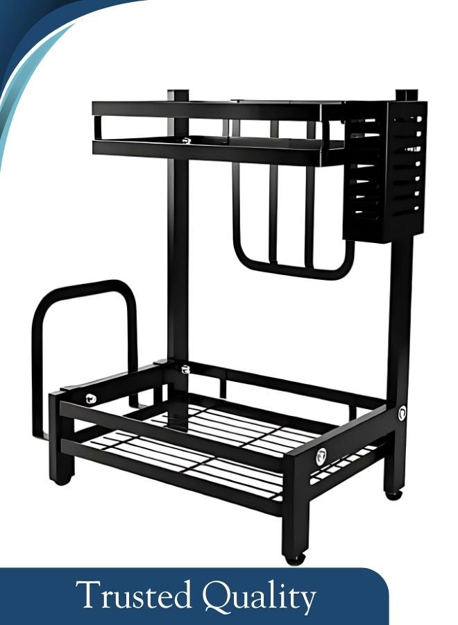RACK STORE 2 LAYER SPICE RACK STAINLESS STEEL COUNTERTOP SPICE RACK KNIFE & SPOON & CUTTING BOARD HOLDER - Image 4