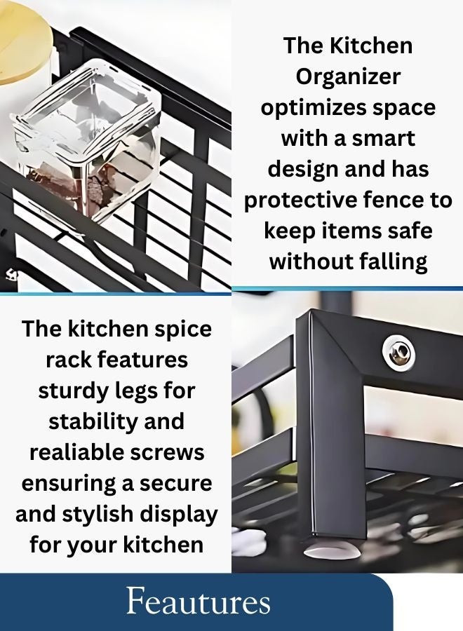 RACK STORE 2 LAYER SPICE RACK STAINLESS STEEL COUNTERTOP SPICE RACK KNIFE & SPOON & CUTTING BOARD HOLDER - Image 3