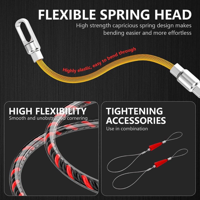 Serplex ® 50 قدم سلك سحب الأسماك أداة سحب الأسلاك من خلال القنوات أداة سحب الأسلاك سهلة مع نهايات مزدوجة حلزونية أداة سحب سلك مرنة للجدران والأرضيات والقنوات الكهربائية والشبكات - Image 5