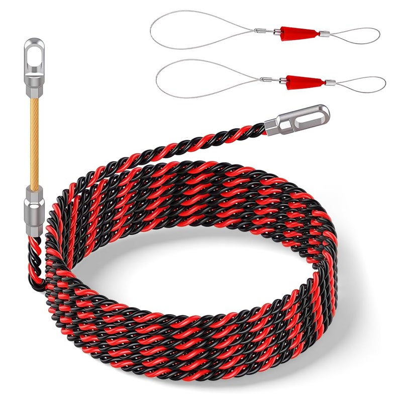 Serplex ® 50 قدم سلك سحب الأسماك أداة سحب الأسلاك من خلال القنوات أداة سحب الأسلاك سهلة مع نهايات مزدوجة حلزونية أداة سحب سلك مرنة للجدران والأرضيات والقنوات الكهربائية والشبكات - Image 1