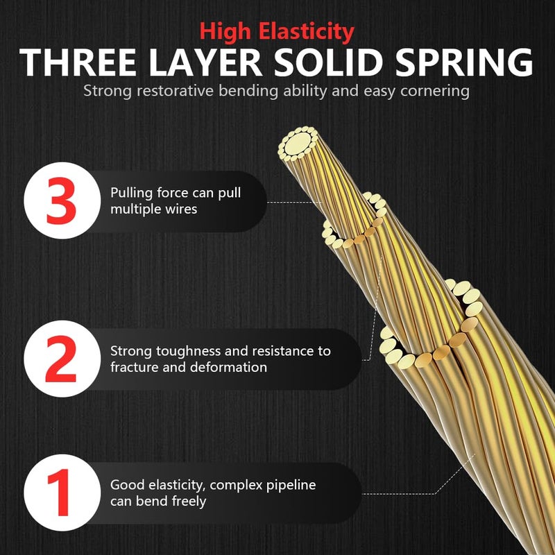 Serplex ® 50 قدم سلك سحب الأسماك أداة سحب الأسلاك من خلال القنوات أداة سحب الأسلاك سهلة مع نهايات مزدوجة حلزونية أداة سحب سلك مرنة للجدران والأرضيات والقنوات الكهربائية والشبكات - Image 4