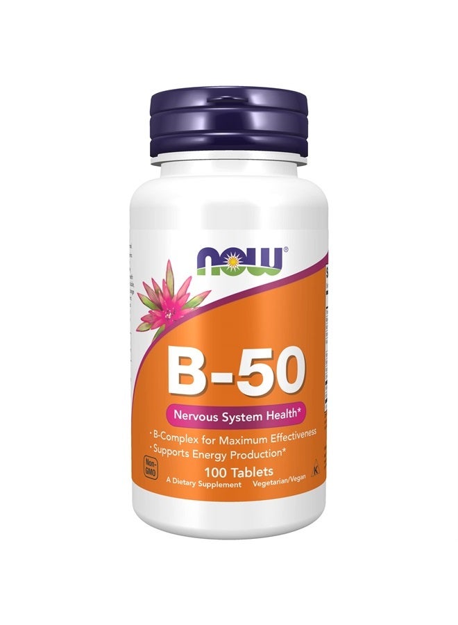 now Supplements, Vitamin B-50 mg, Energy Production*, Nervous System Health*, 100 Tablets - Image 1
