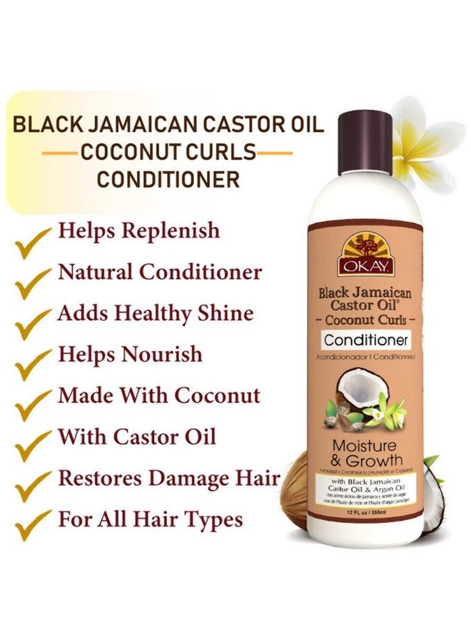OKAY ; Black Jamaican Castor Oil Coconut Curls Conditioner ; For All Hair Types & Textures ; Condition Strengthen & Regrow Hair ; With Argan Oil ; Free Of Paraben Silicone Sulfate ; 12 Oz - Image 5