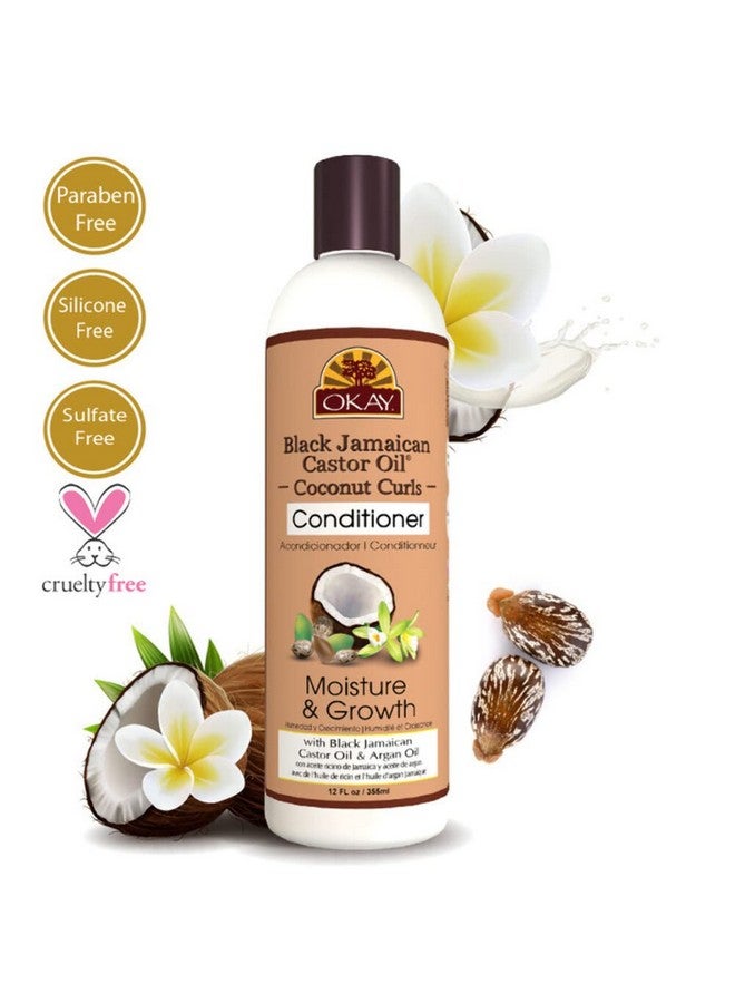 OKAY ; Black Jamaican Castor Oil Coconut Curls Conditioner ; For All Hair Types & Textures ; Condition Strengthen & Regrow Hair ; With Argan Oil ; Free Of Paraben Silicone Sulfate ; 12 Oz - Image 4