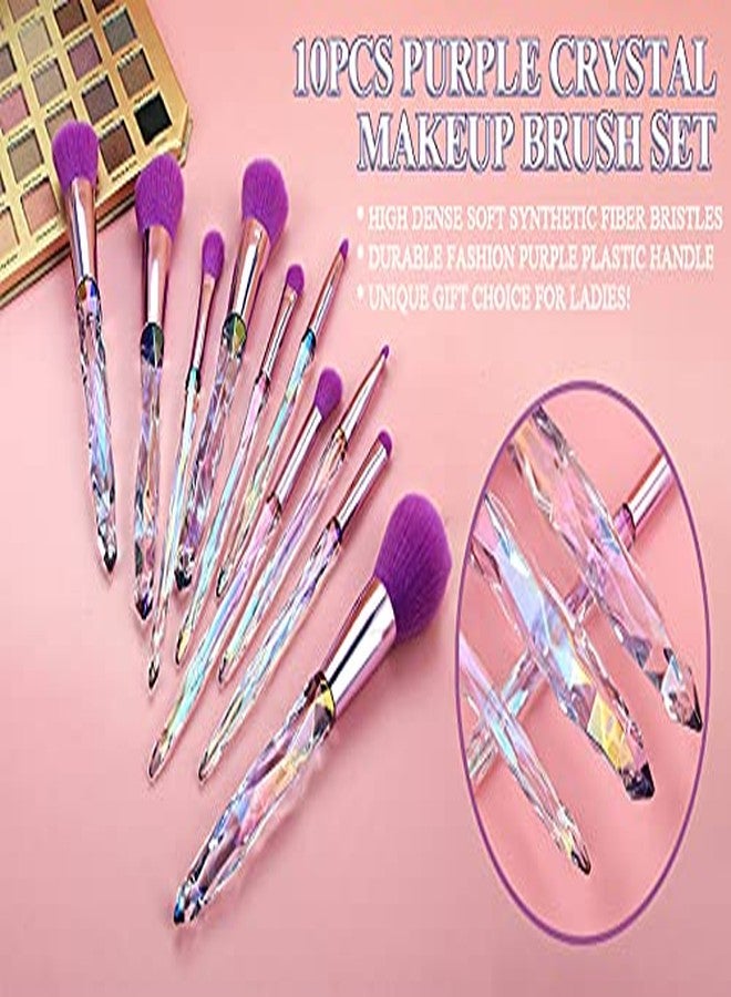 TRENDBIT crystal makeup brushes set 10 PCS Crystal Handle Makeup brush Premium Synthetic Bristles Cosmetic Brush for Powder Foundation Blush Concealer Blending Eye-shadow Eyeliner Make Up (multicolor) - Image 2