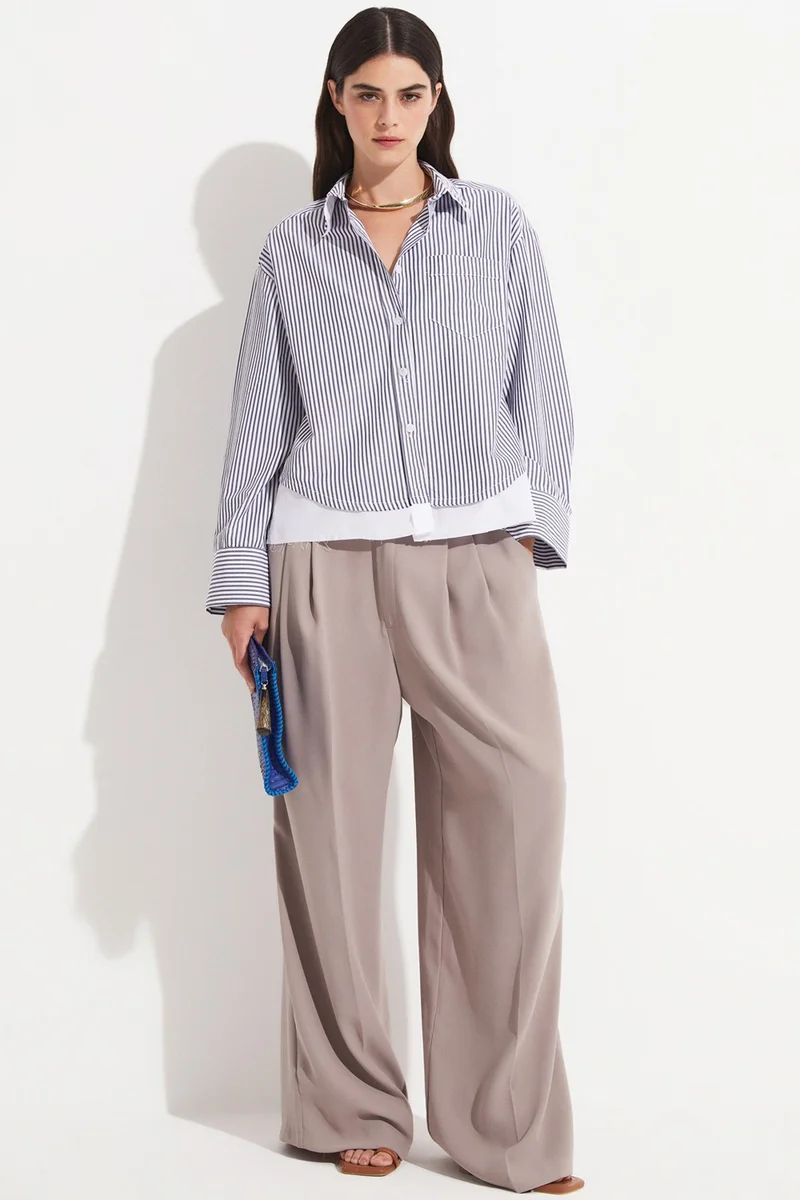 جون Women's Cotton Blend Striped Cotton Blend Shirt