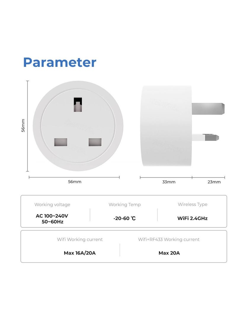 Smart Wifi Plug 4 Pack 16A Smart Outlet Plug Socket Compatible With Alexa And Google Home Mini Socket With Remote Control & Voice Control With Electricity Statistics Timer Function No Hub Required