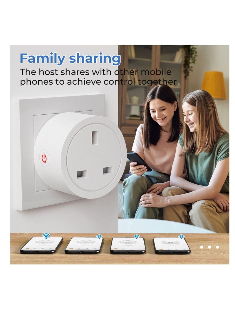 Smart Wifi Plug 4 Pack 16A Smart Outlet Plug Socket Compatible With Alexa And Google Home Mini Socket With Remote Control & Voice Control With Electricity Statistics Timer Function No Hub Required