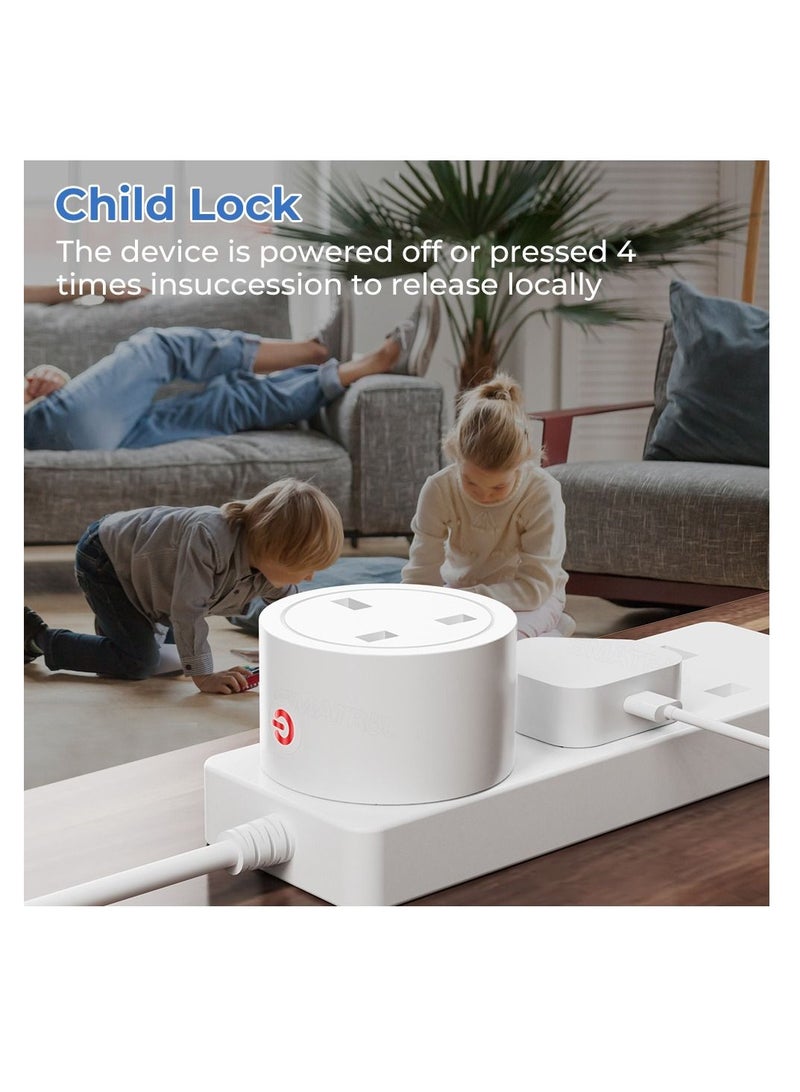 Smart Wifi Plug 4 Pack 16A Smart Outlet Plug Socket Compatible With Alexa And Google Home Mini Socket With Remote Control & Voice Control With Electricity Statistics Timer Function No Hub Required