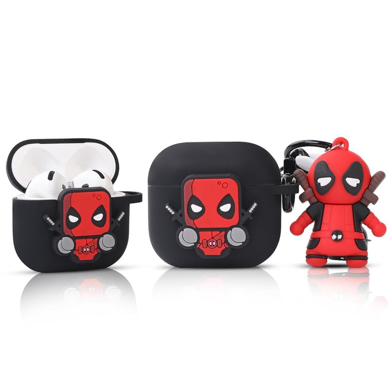 Silicone Case for AirPods 4 Earbuds (2024), XMBYGY Charging Shockproof Protective Headphones Cover with Cartoon Doll Anti-Lost Lanyard for Man Woman Teen (DEDP)