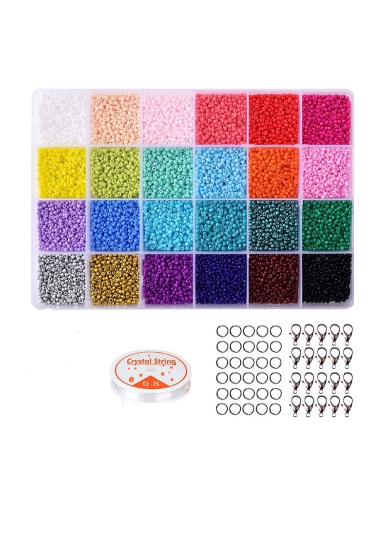 Huitich - Seed Beads DIY Kit Create Your Own Jewelry Bracelets Necklaces and Arts and Crafts with Round Shape Rings Scissors and Hooks - Image 1