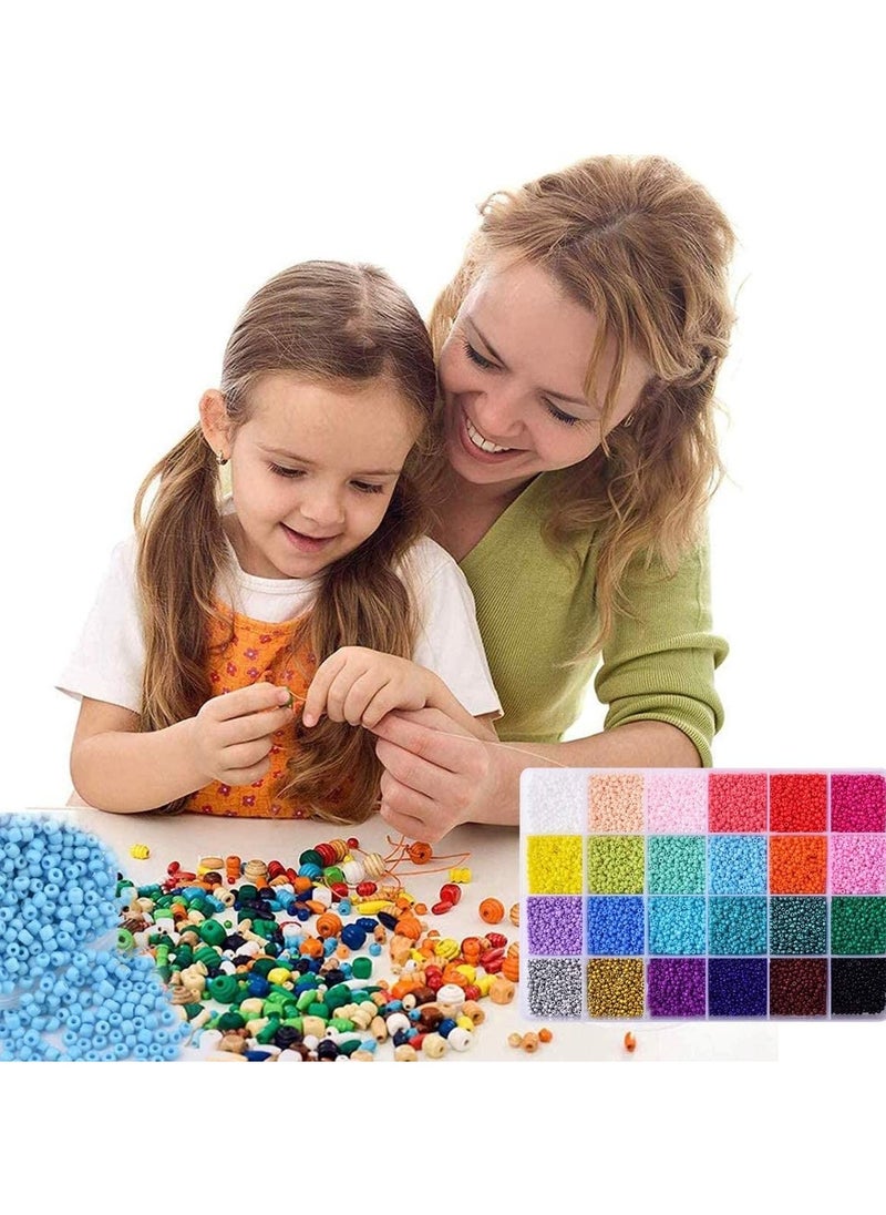 Huitich - Seed Beads DIY Kit Create Your Own Jewelry Bracelets Necklaces and Arts and Crafts with Round Shape Rings Scissors and Hooks - Image 1
