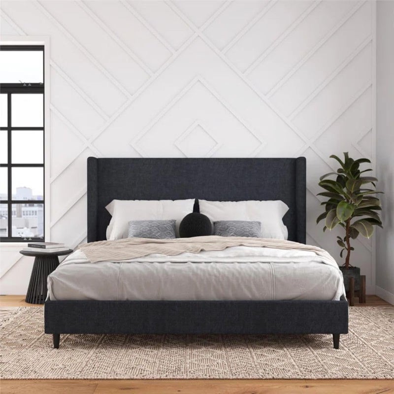 Comfynest Modern Wingback Upholstered Platform Bed - Image 1