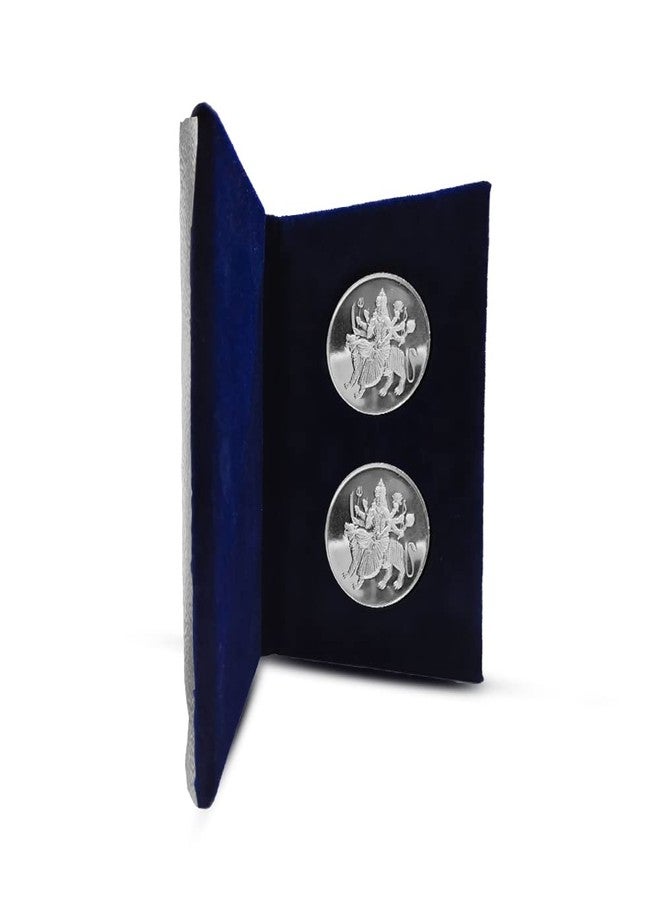NINE10 German Silver Coins 10 Grams Silver Plated of Sherawali MATA for Diwali Gift Items for Men, Women, Staff, Customer, Clients, Corporate with Velvet Gift Box (Pack of 5 Sets) - Image 5