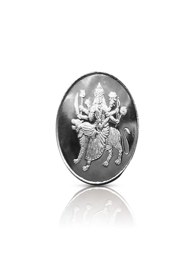 NINE10 German Silver Coins 10 Grams Silver Plated of Sherawali MATA for Diwali Gift Items for Men, Women, Staff, Customer, Clients, Corporate with Velvet Gift Box (Pack of 5 Sets) - Image 3