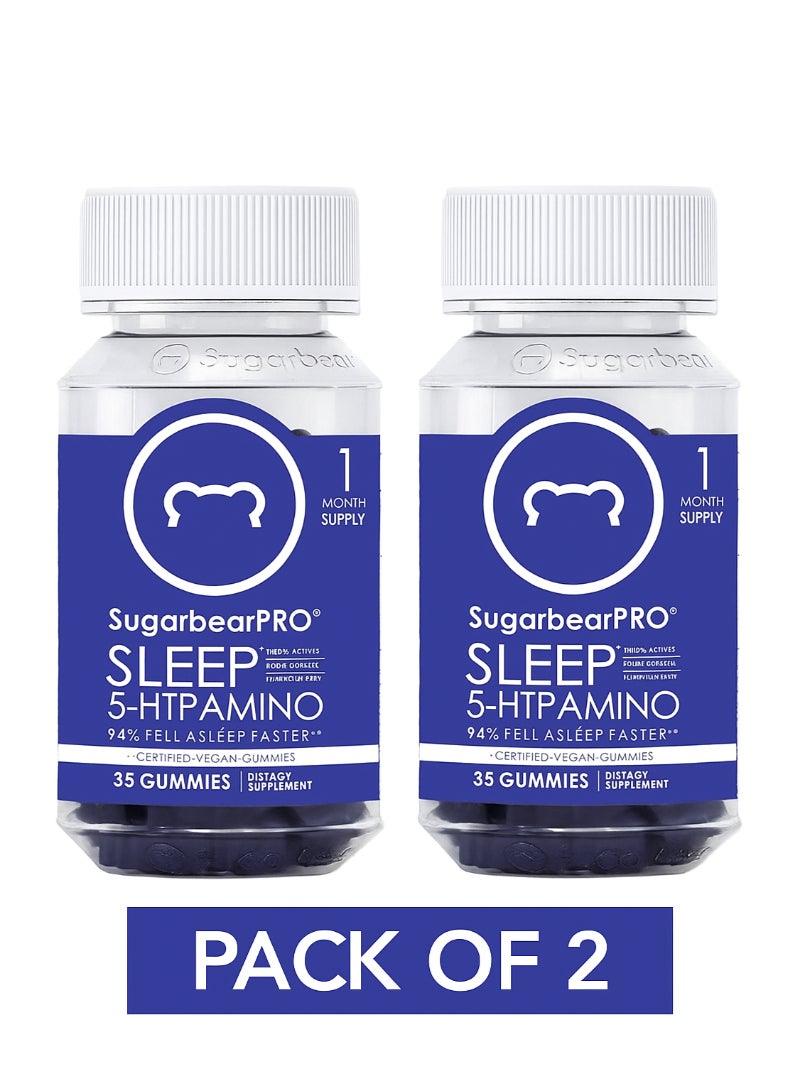 SugarbearPRO 35-Piece Gummies Sleep 5-HTP Amino Vegan Vitamin Gummies - 1 Month Supply Pack Of 2 - Image 1
