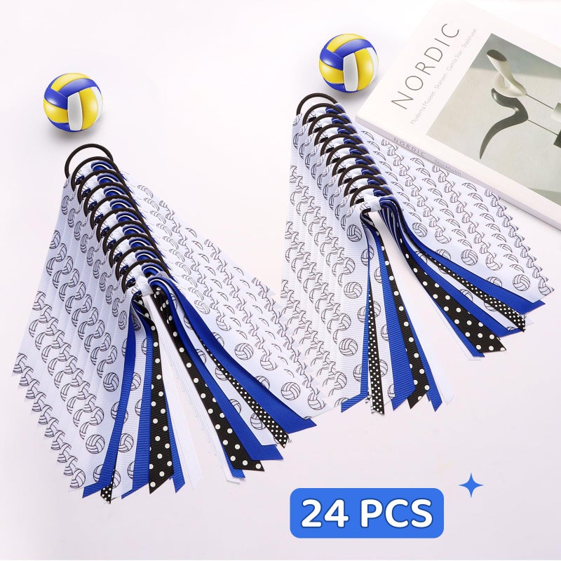 LiYiQ 24 Pcs Volleyball Hair Accessories for Girls, Holder Streamer Elastics, Volleyball Hair Ties, Volleyball Ribbon,Volleyball Scrunchies for Girls Ponytail Holder Scrunchies Gifts - Image 4