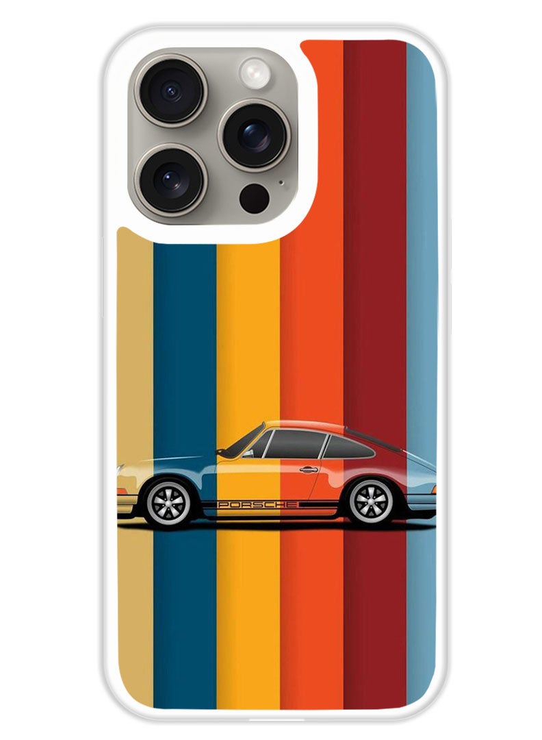 Theodor Protective Case Cover For APPLE IPHONE 15 Pro Vintage Porche (White Bumper) - Image 1