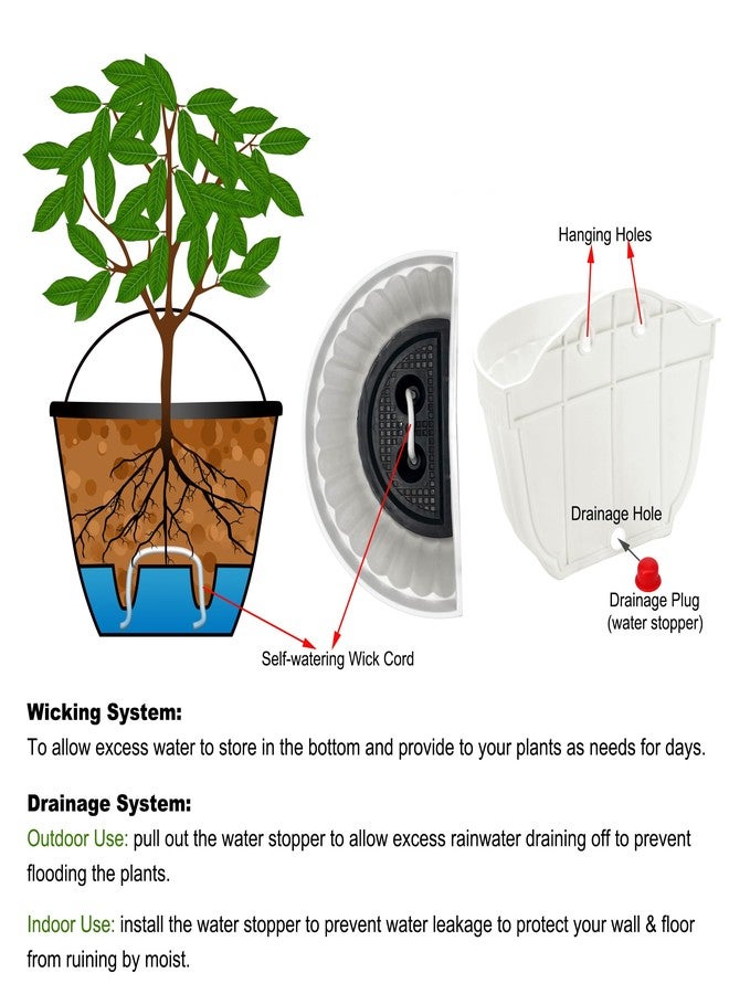 ORIMERC 4 Pack Resin Wall Hanging Planter Pot Vertical Garden Living Room Wall Mount Window Hanging Plant Basket for Herbs Balcony Railing Shelf Fence Bedroom Trellis Decor - Image 4