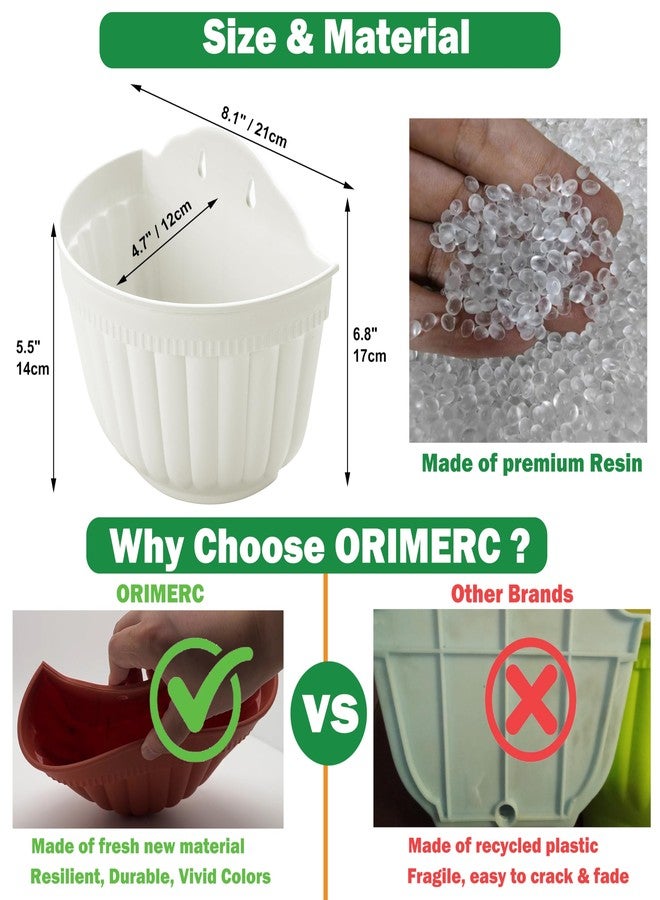 ORIMERC 4 Pack Resin Wall Hanging Planter Pot Vertical Garden Living Room Wall Mount Window Hanging Plant Basket for Herbs Balcony Railing Shelf Fence Bedroom Trellis Decor - Image 2
