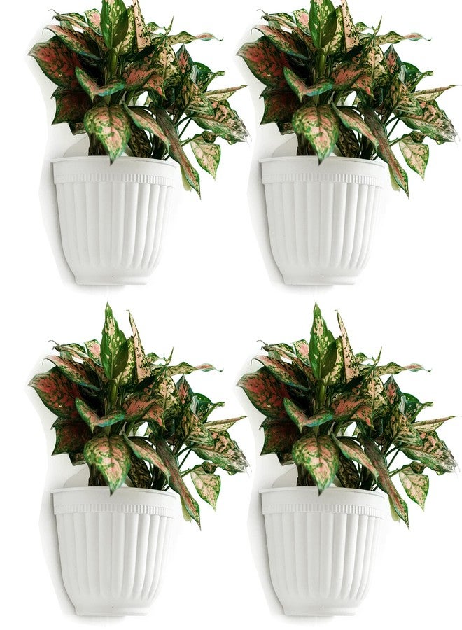 ORIMERC 4 Pack Resin Wall Hanging Planter Pot Vertical Garden Living Room Wall Mount Window Hanging Plant Basket for Herbs Balcony Railing Shelf Fence Bedroom Trellis Decor - Image 1