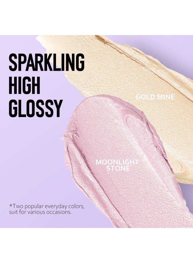 Ownest 2 Colors Highlighter Stick, Shimmer Cream Powder, Lasting Glow Finish, Creamy Self Sharpening Crayon Highlighter - Image 3