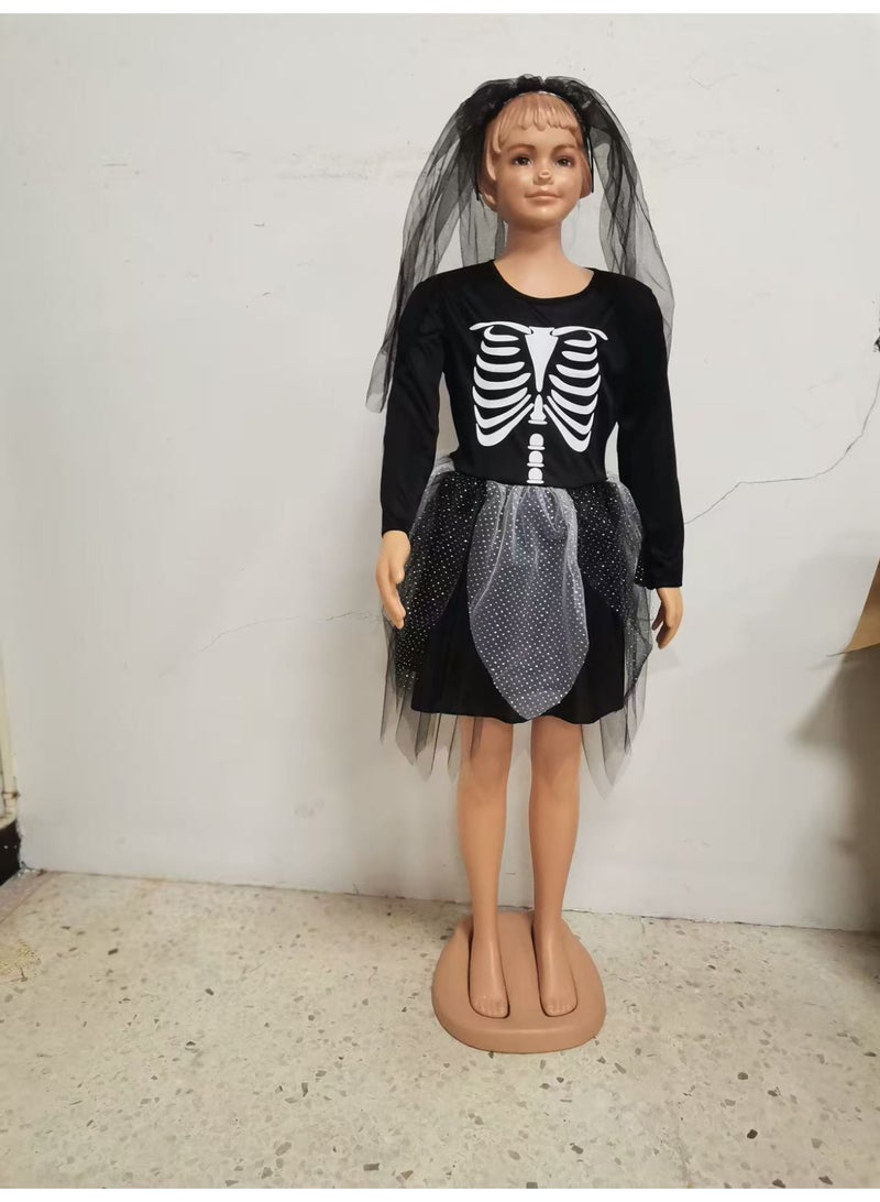 NIBEMINENT زي أداء هالوين بانك، زي تمثيل الشيطان الصغير، أداء مسرحي للأطفال الشيطان الشيطاني - Image 1