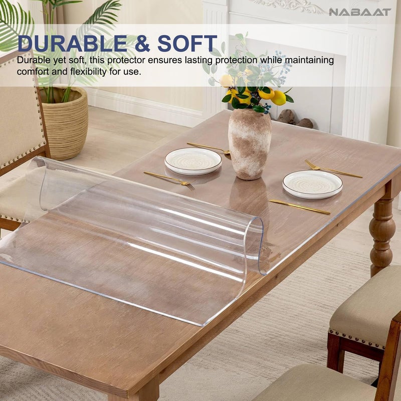 NABAAT 1mm Thick Transparent Table Cover for 4 to 6 Seater 30 X 40 Inch PVC Dining Table Protector Waterproof, Heat Resistant, Non-Breakable Clear Plastic Table Protector Pads - Image 3