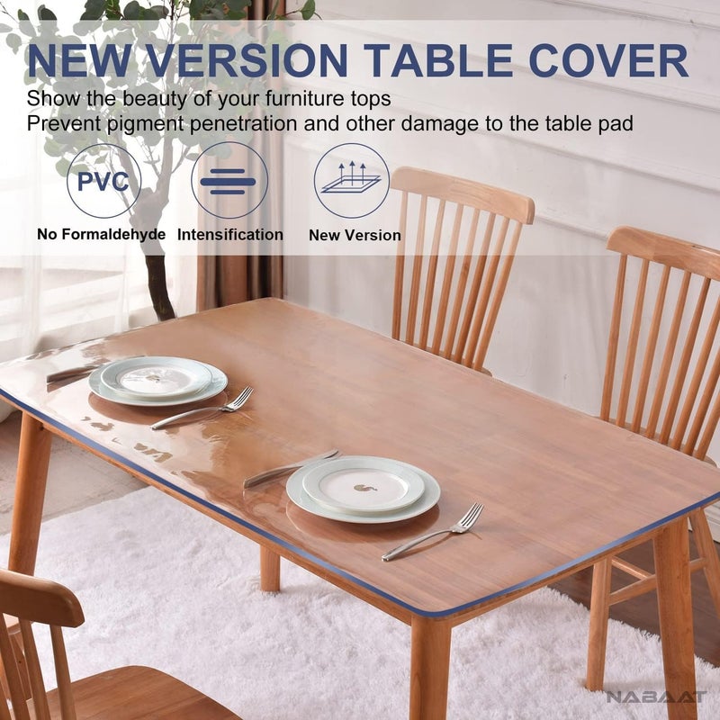 NABAAT 1mm Thick Transparent Table Cover for 4 to 6 Seater 30 X 40 Inch PVC Dining Table Protector Waterproof, Heat Resistant, Non-Breakable Clear Plastic Table Protector Pads - Image 5