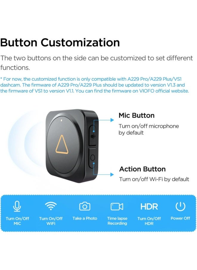 Viofo - VIOFO BTR200 Wireless Bluetooth Remote Control with Event Locking, MIC&Wi-Fi&HDR ON/Off Function for VS1/ A229 Pro/ A229 Plus/ A119 Mini 2/ A139 Pro/ A139 Dash Cam - Image 1