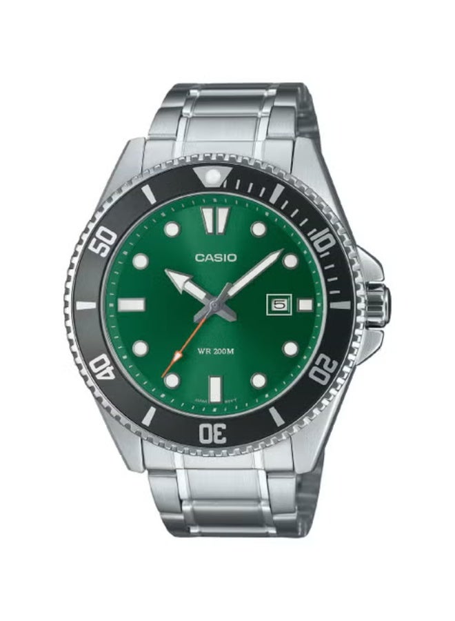 كاسيو ساعة كاسيو للرجال انالوج كوارتز بمينا أخضر وستانلس ستيل MDV-107D-3A2VDF - Image 1