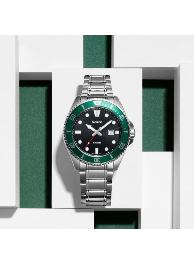 كاسيو ساعة كاسيو للرجال انالوج كوارتز بمينا أخضر وستانلس ستيل MDV-107D-3A2VDF - Image 2